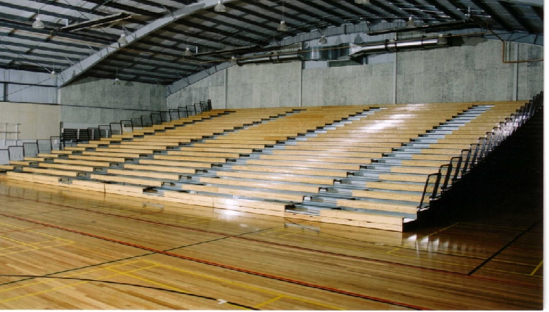 Wooden bench retractable seating