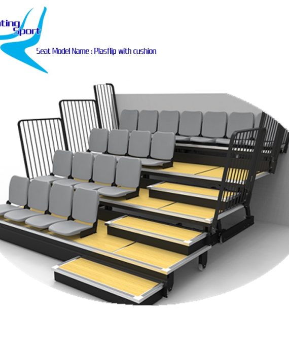 Basketball gym retractable seating, Multipurpose gymnasium seats,school seats - Plasflip Upholstered